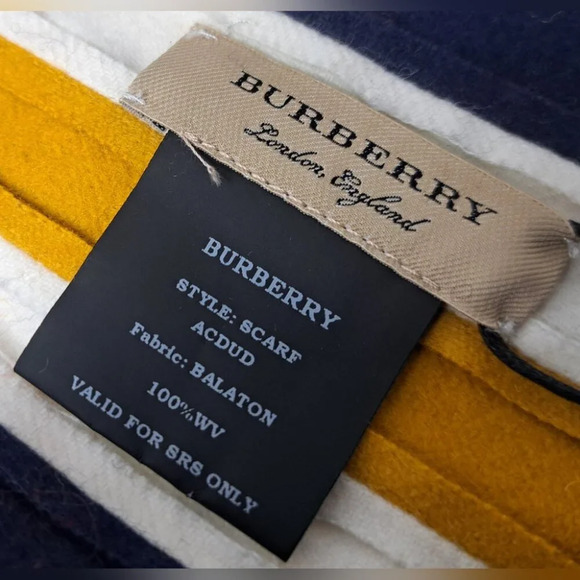 NWT Burberry Scarf Balaton Fabric Striped Multicolor Unisex 81" x 9.5" - Picture 5 of 14
